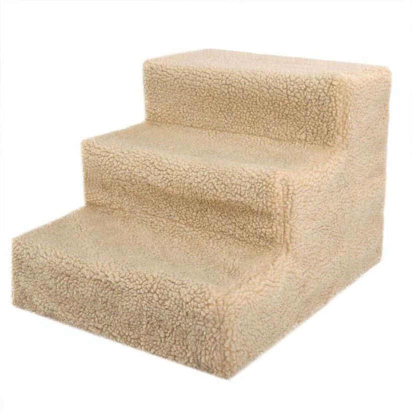 Portable 3-Step Dog Stairs for Small Pets - Lightweight, Detachable Fleece Cover, Sturdy Design 3