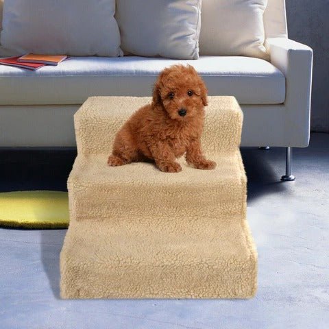 Portable 3-Step Dog Stairs for Small Pets - Lightweight, Detachable Fleece Cover, Sturdy Design 7