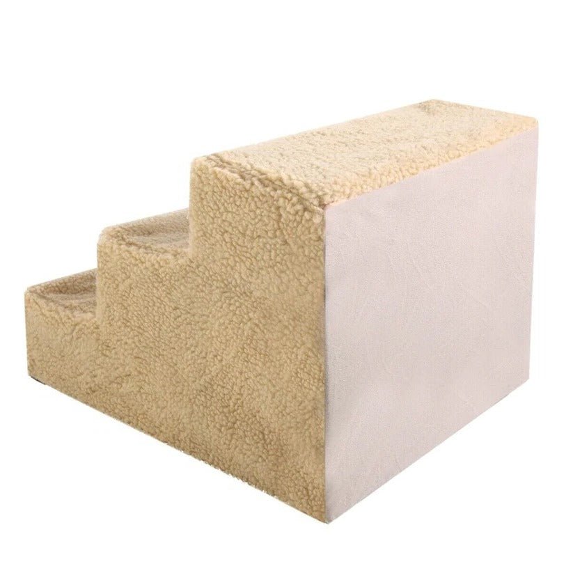Portable 3-Step Dog Stairs for Small Pets - Lightweight, Detachable Fleece Cover, Sturdy Design 4