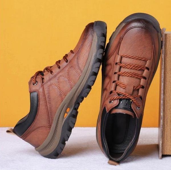 Carter Men's Waterproof Black Leather Hiking Shoes with Breathable Comfort 6