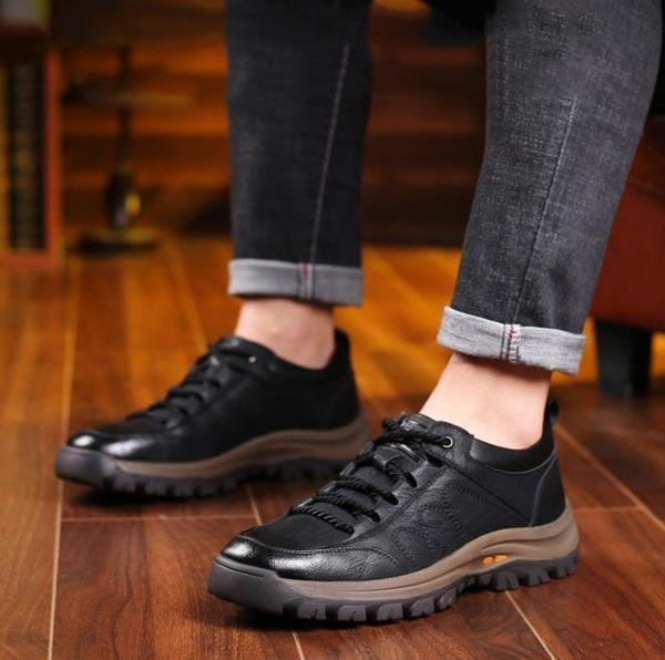Carter Men's Waterproof Black Leather Hiking Shoes with Breathable Comfort 8