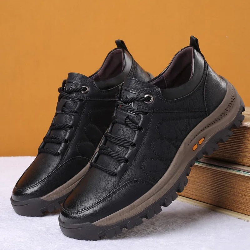 Carter Men's Waterproof Black Leather Hiking Shoes with Breathable Comfort 2
