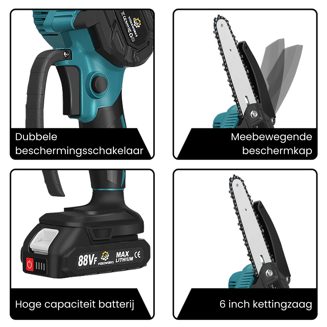 Lightweight Electric Mini Chainsaw, 1200W Motor, One-Handed Operation, Cuts Branches Up to 12cm, Compatible with 18V Makita Batteries-5