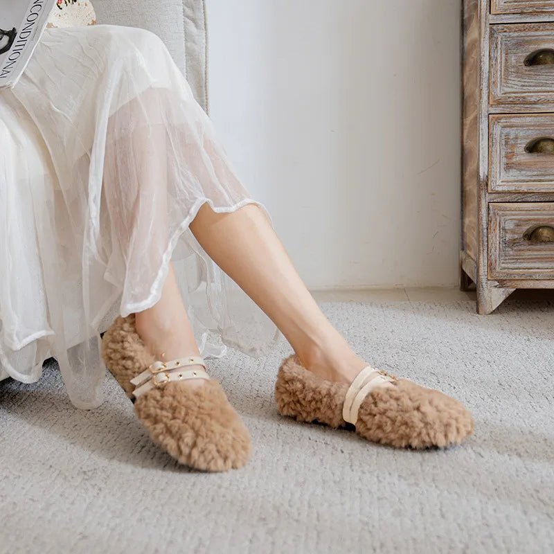 RIVETTE – Elegant Women’s Wool Fur Loafers with Double Rivets and Slip-On Comfort 3