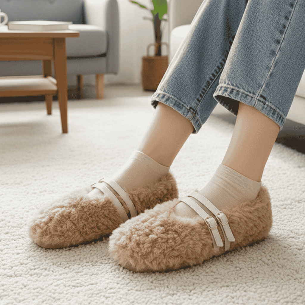 RIVETTE – Elegant Women’s Wool Fur Loafers with Double Rivets and Slip-On Comfort 0