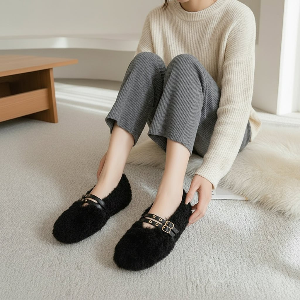RIVETTE – Elegant Women’s Wool Fur Loafers with Double Rivets and Slip-On Comfort 2