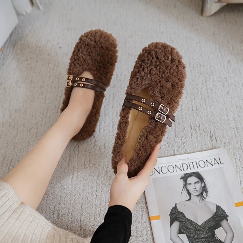 RIVETTE – Elegant Women’s Wool Fur Loafers with Double Rivets and Slip-On Comfort 4