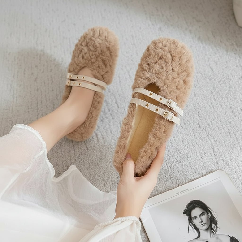 RIVETTE – Elegant Women’s Wool Fur Loafers with Double Rivets and Slip-On Comfort 7