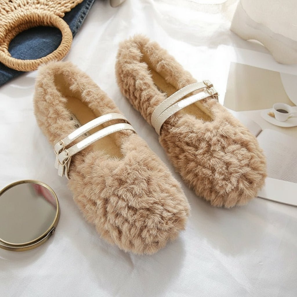 RIVETTE – Elegant Women’s Wool Fur Loafers with Double Rivets and Slip-On Comfort 1