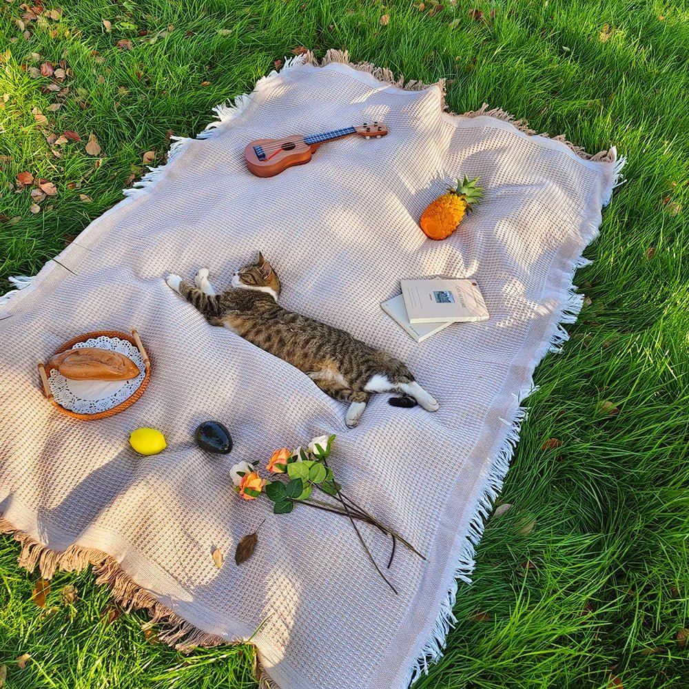 Sunweave - Cotton Blend Picnic Mat with Decorative Tassels for Outdoor Use 10