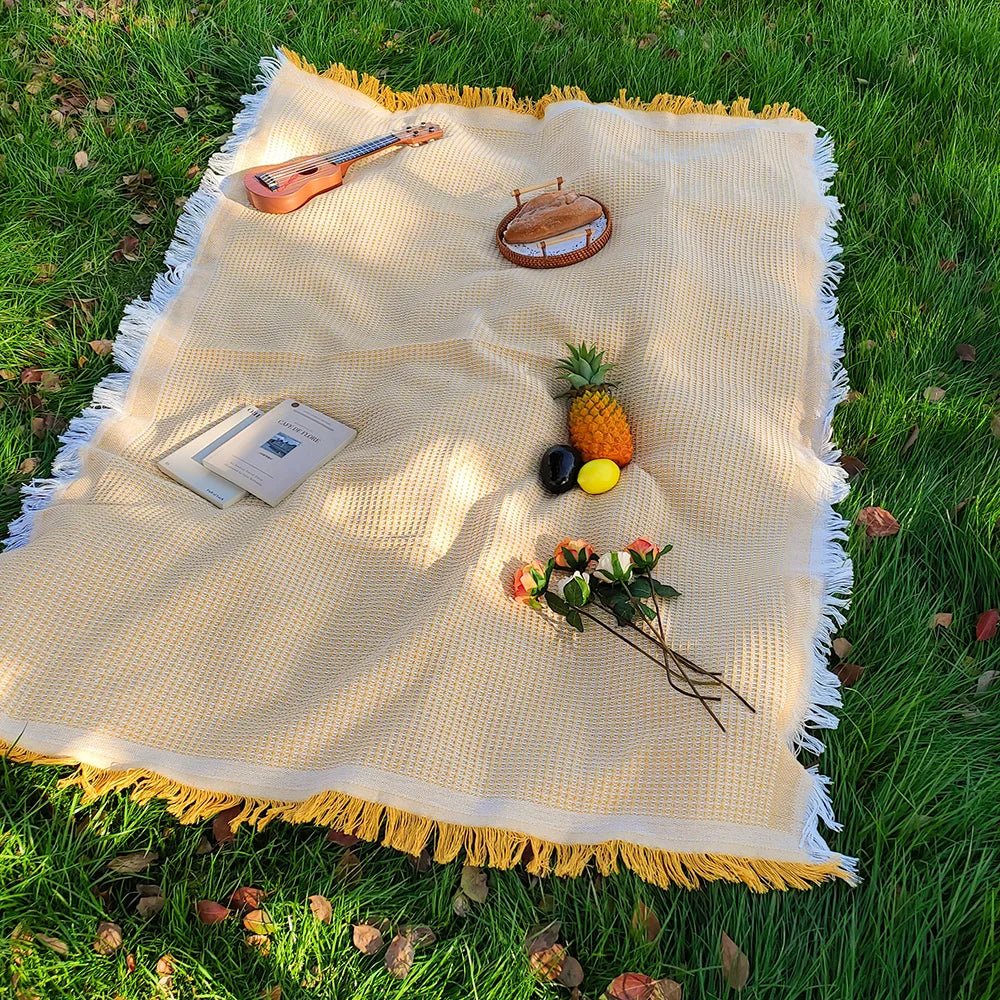 Sunweave - Cotton Blend Picnic Mat with Decorative Tassels for Outdoor Use 13