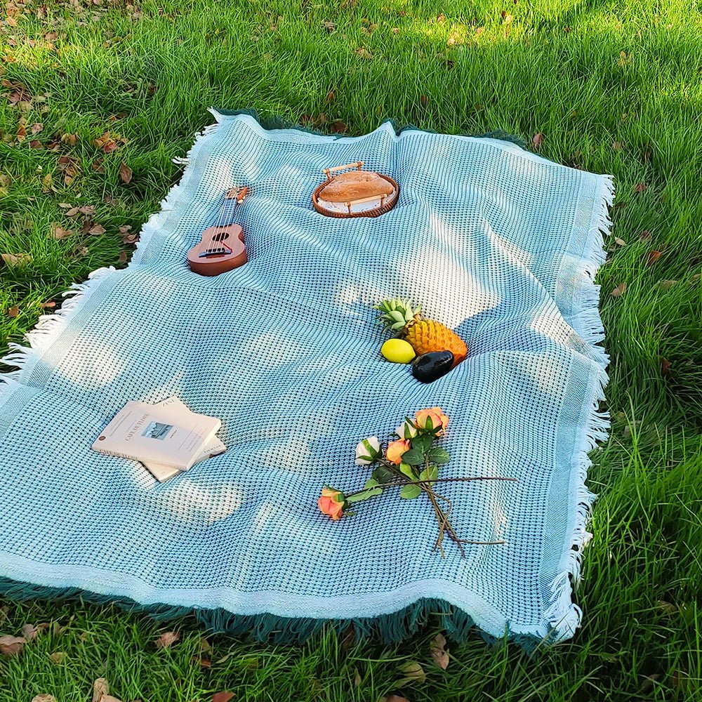 Sunweave - Cotton Blend Picnic Mat with Decorative Tassels for Outdoor Use 8