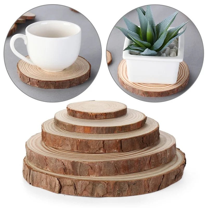 Natural Wooden Beverage Coasters - Eco-Friendly Round Drink Mats for Home 0