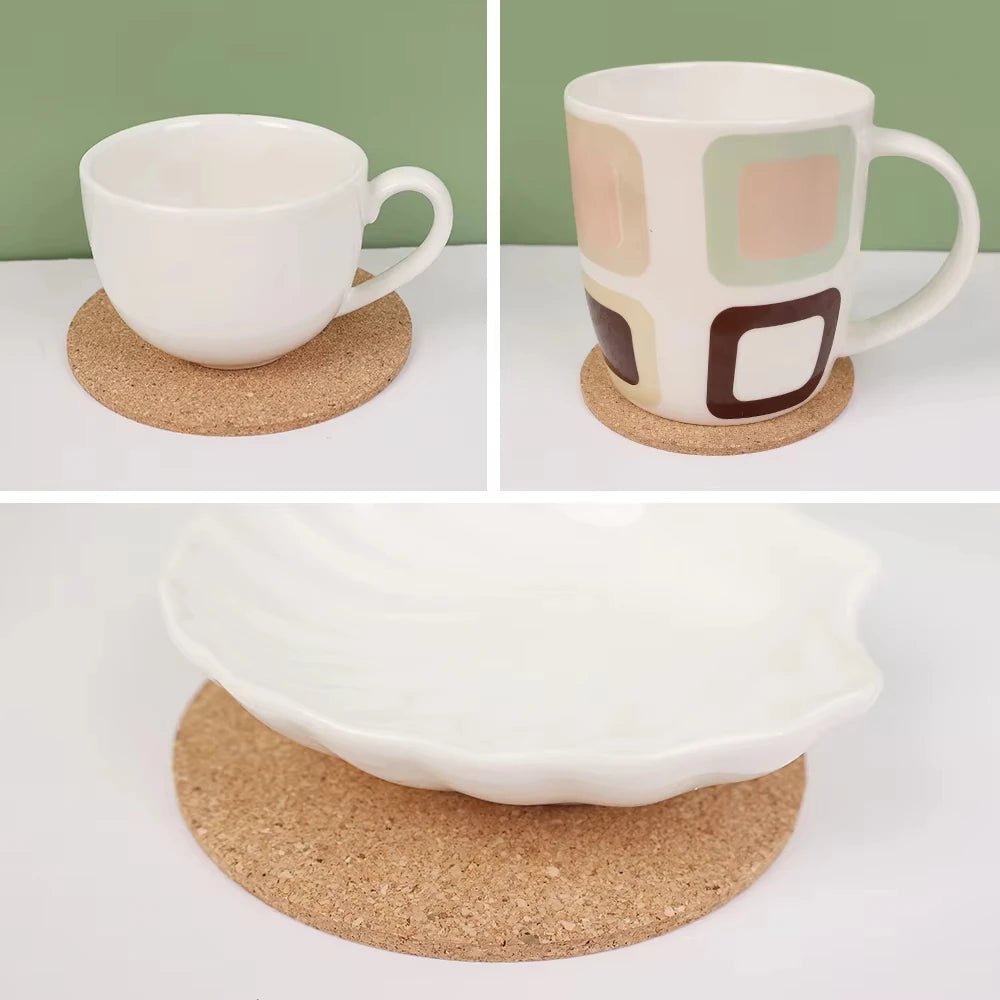 Natural Round Wooden Beverage Coasters - 10PCS Durable Non-Slip Holders 2