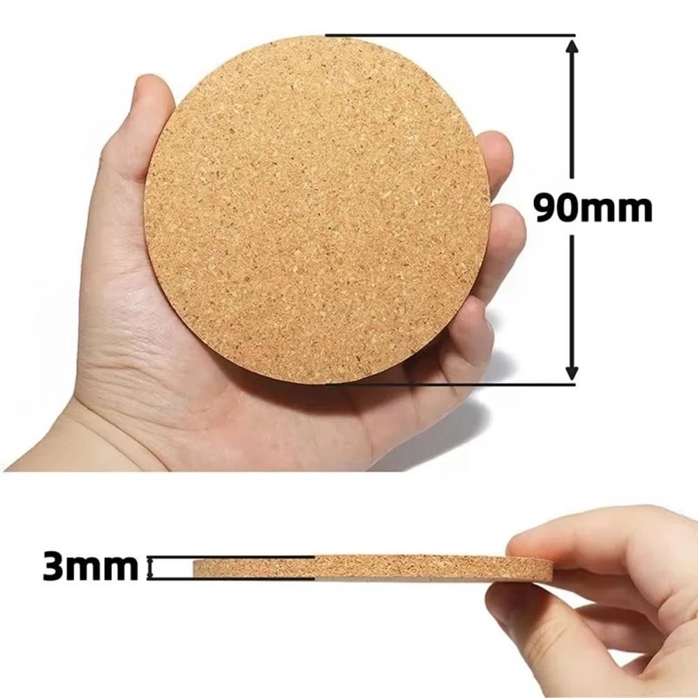 Natural Round Wooden Beverage Coasters - 10PCS Durable Non-Slip Holders 4