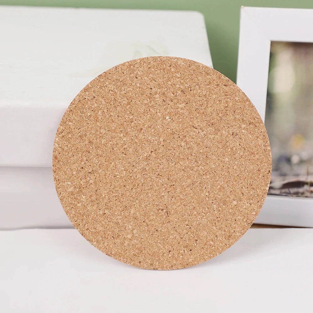 Natural Round Wooden Beverage Coasters - 10PCS Durable Non-Slip Holders 6