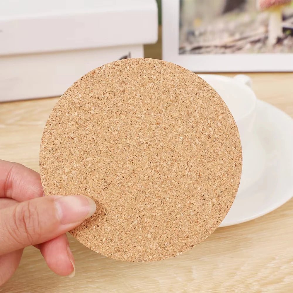 Natural Round Wooden Beverage Coasters - 10PCS Durable Non-Slip Holders 3