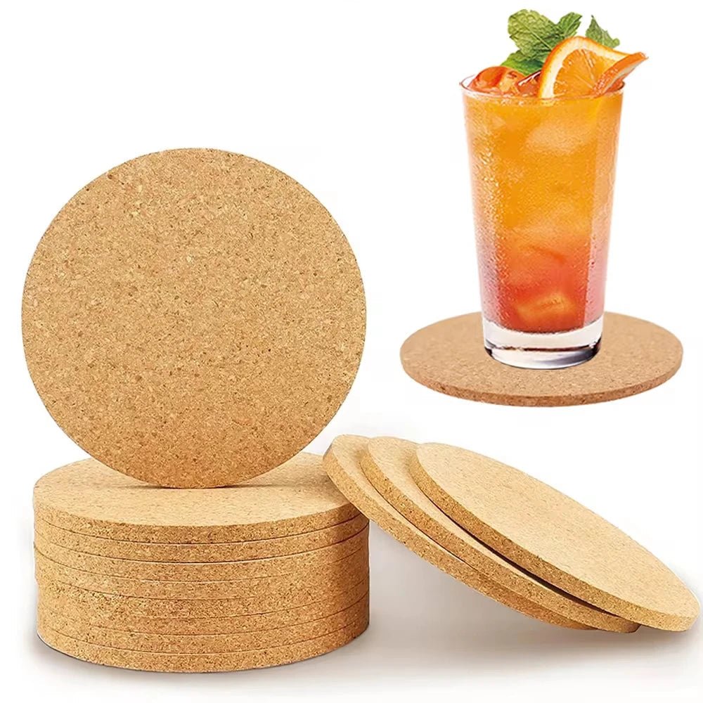 Natural Round Wooden Beverage Coasters - 10PCS Durable Non-Slip Holders 0