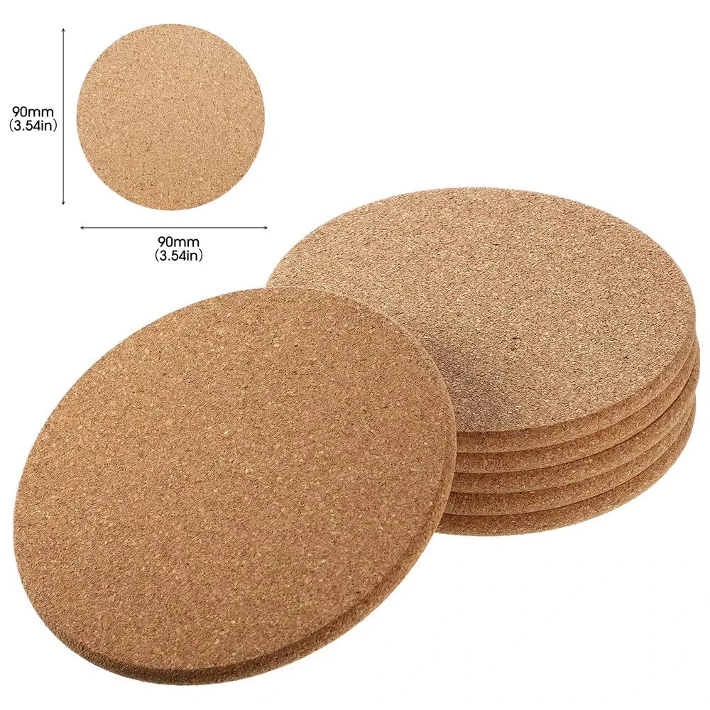 Natural Round Wooden Beverage Coasters - 10PCS Durable Non-Slip Holders 5
