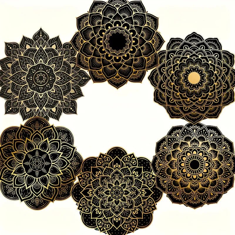 Elegant Round Wooden Coaster Set - Heat Resistant Mandala Design for Home 6