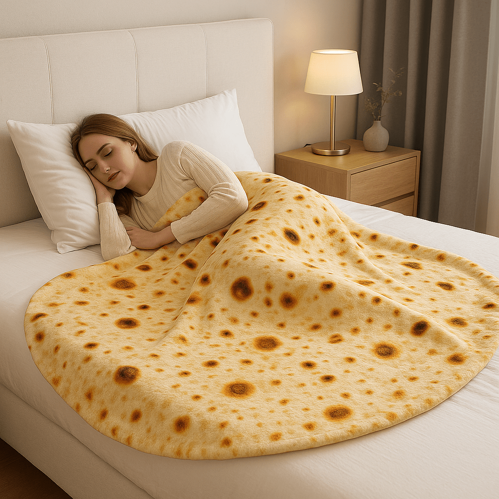 TACOWRAP – Cozy Taco Flannel Blanket with Fun Tortilla Design 0