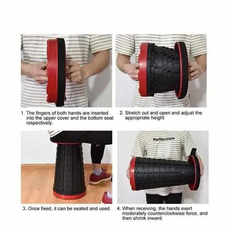 Telescopic Folding Stool - Adjustable Height, Lightweight, Portable Indoor/Outdoor Seat - 12 Positions, Weather-Resistant Polymer-4