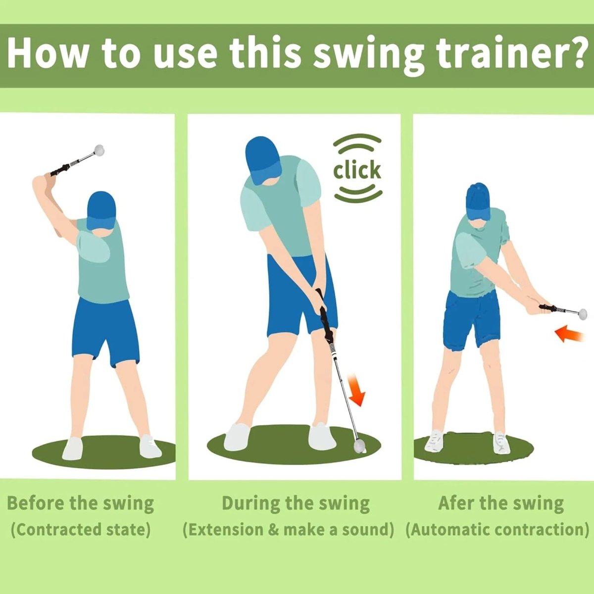 RHYTHMCLICK – Retractable Golf Swing Trainer with Click Feedback 6