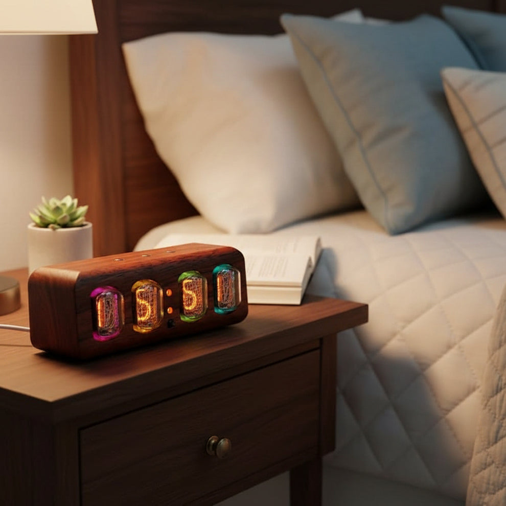 TempusGlow Nixie Tube Clock – Bluetooth Controlled IN12 Desk Clock with ...