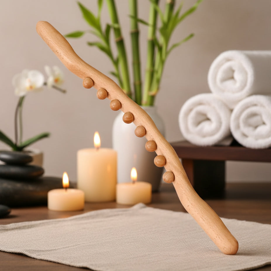 Woodease Pro - Bastone da massaggio Gua Sha in legno naturale per il sollievo muscolare di tutto il corpo