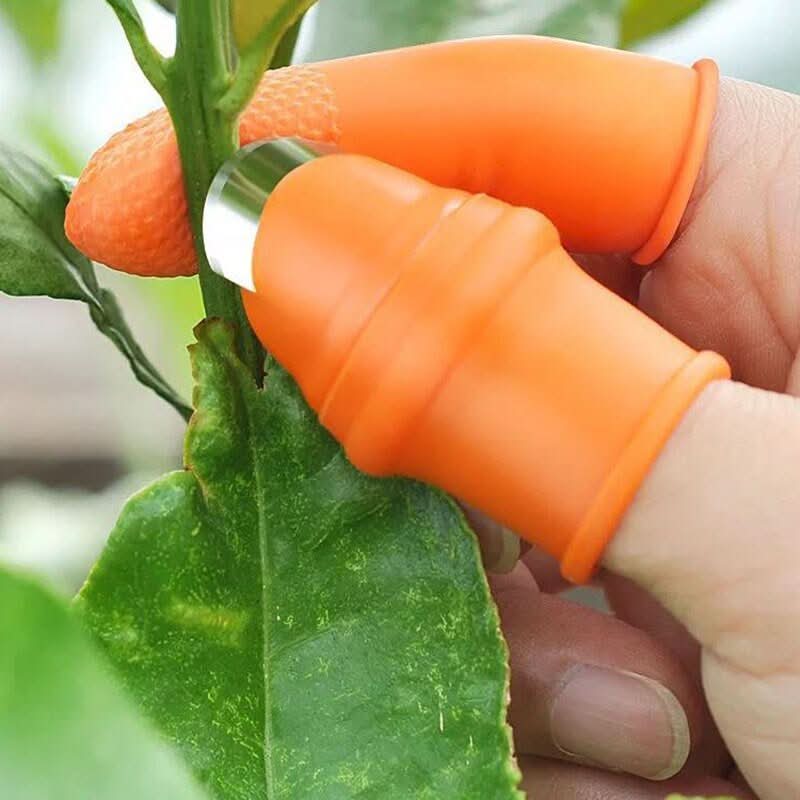 Ergonomic Gardening Tool Thumb Knife with Built-in Knife for Efficient Pruning and Harvesting – Orange Silicone Glove-1