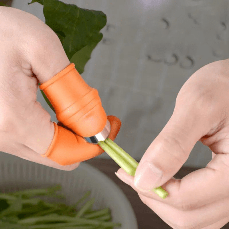 Ergonomic Gardening Tool Thumb Knife with Built-in Knife for Efficient Pruning and Harvesting – Orange Silicone Glove-5