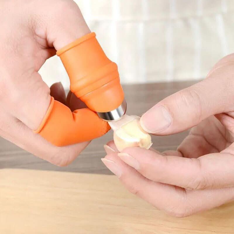 Ergonomic Gardening Tool Thumb Knife with Built-in Knife for Efficient Pruning and Harvesting – Orange Silicone Glove-4