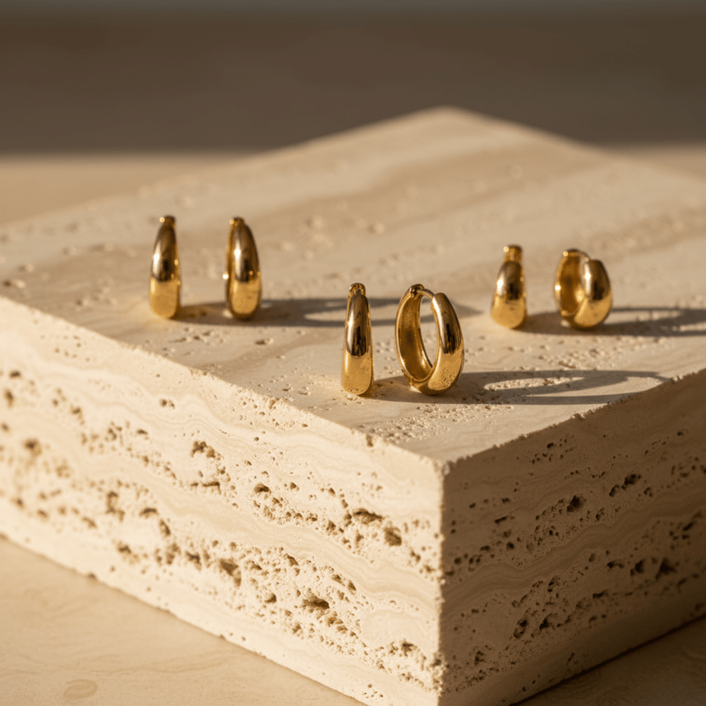 Flow taps toelopende gouden oorringen set