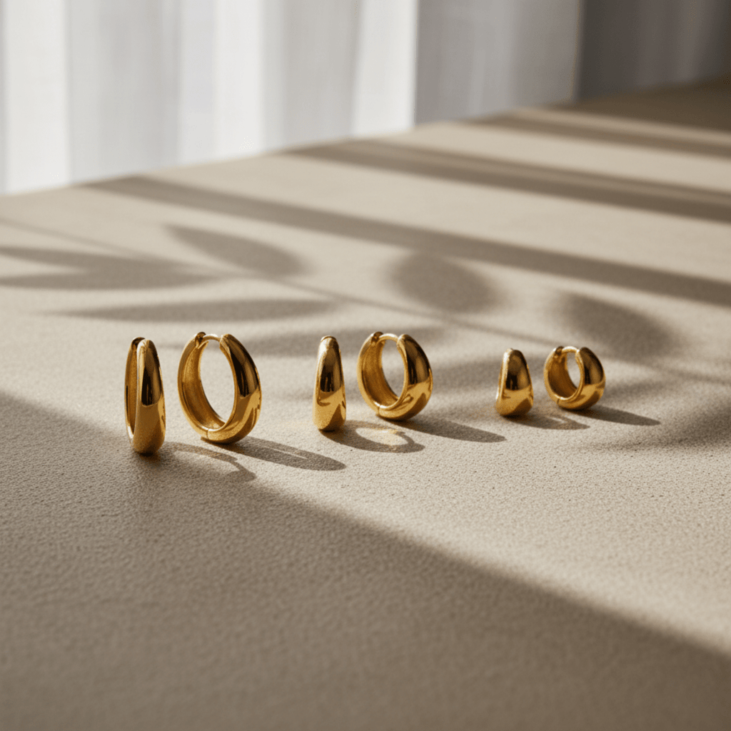 Flow taps toelopende gouden oorringen set