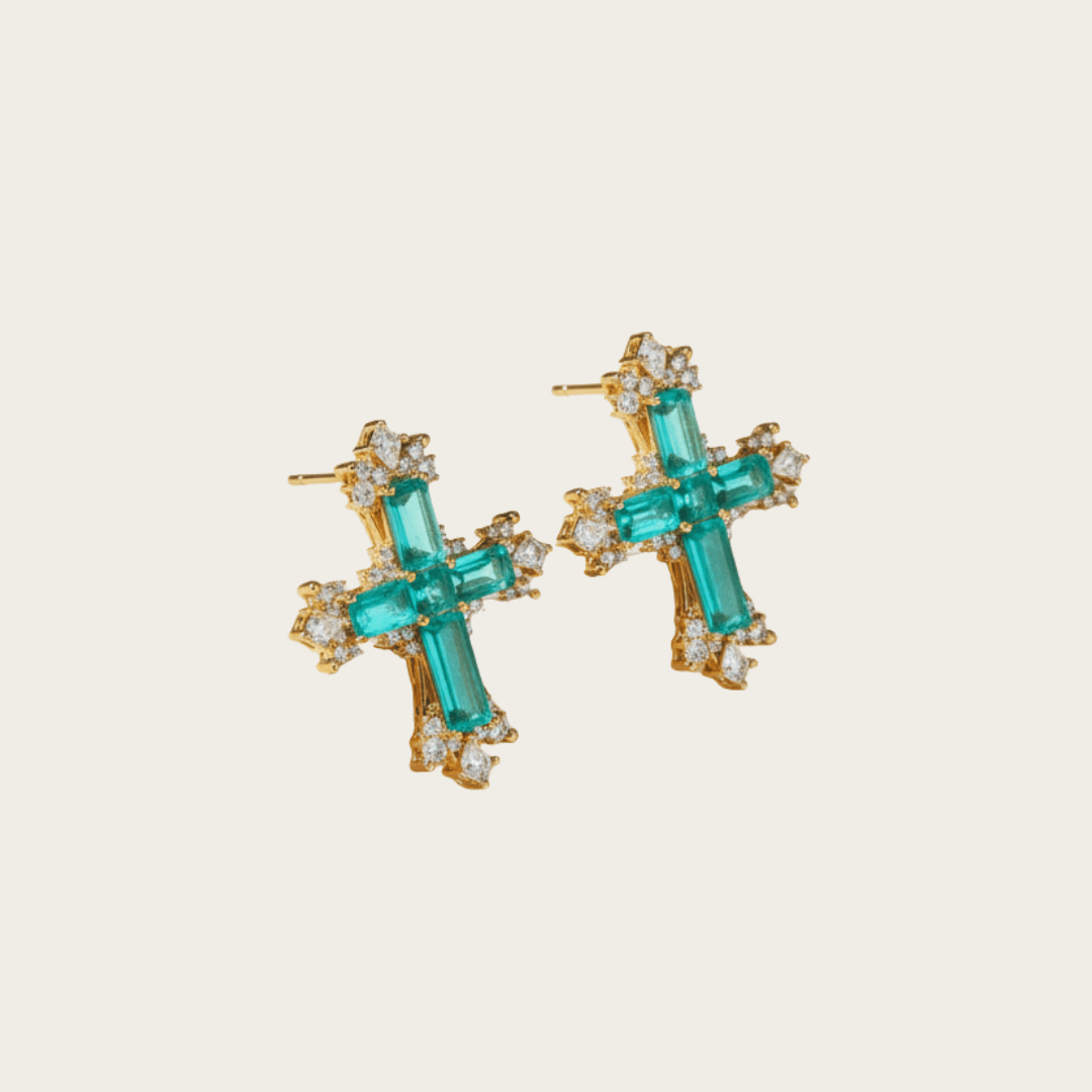 Conjunto de joyería cruzada de marea mediterránea en oro y plata