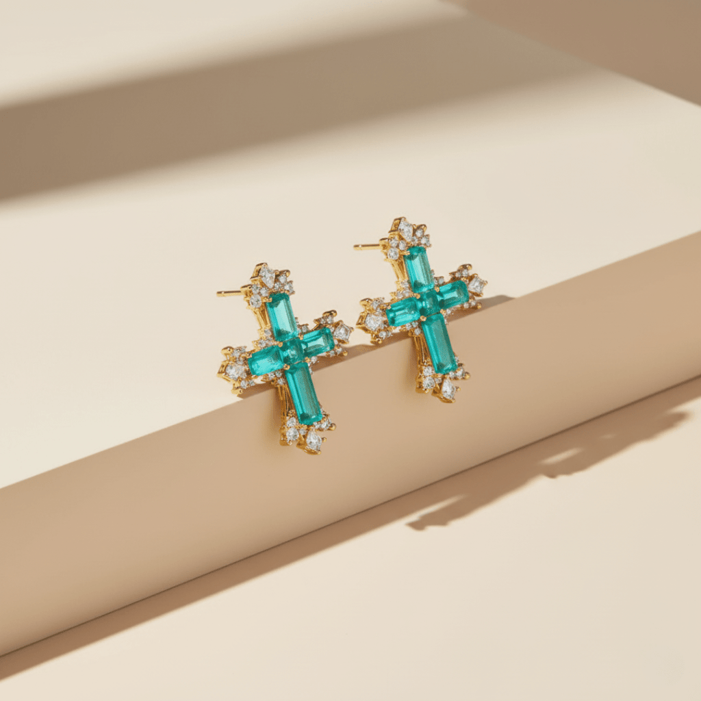 Mediterrane Getij Kruis Goud Zilver Sieradenset