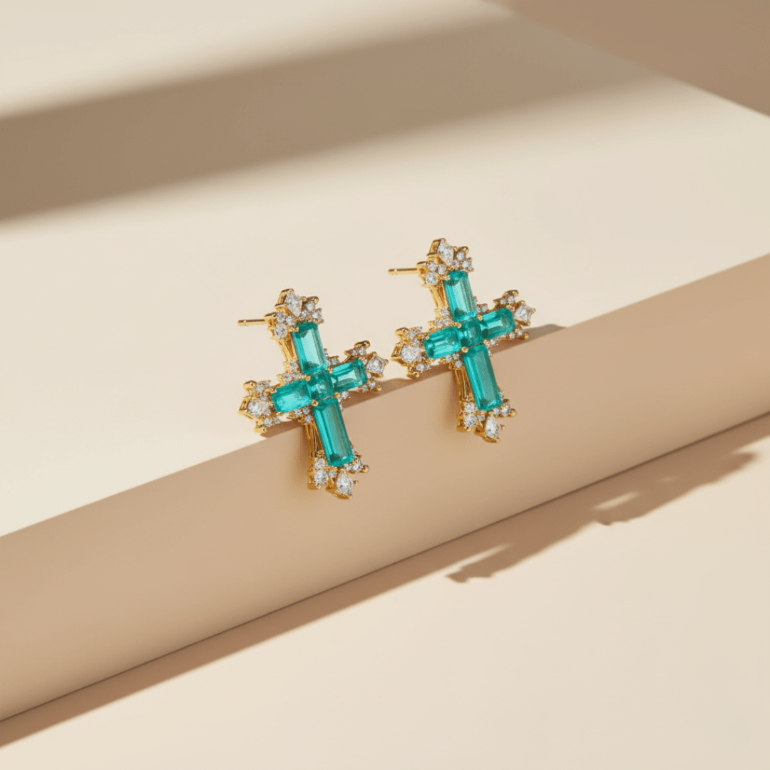 Conjunto de joyería cruzada de marea mediterránea en oro y plata