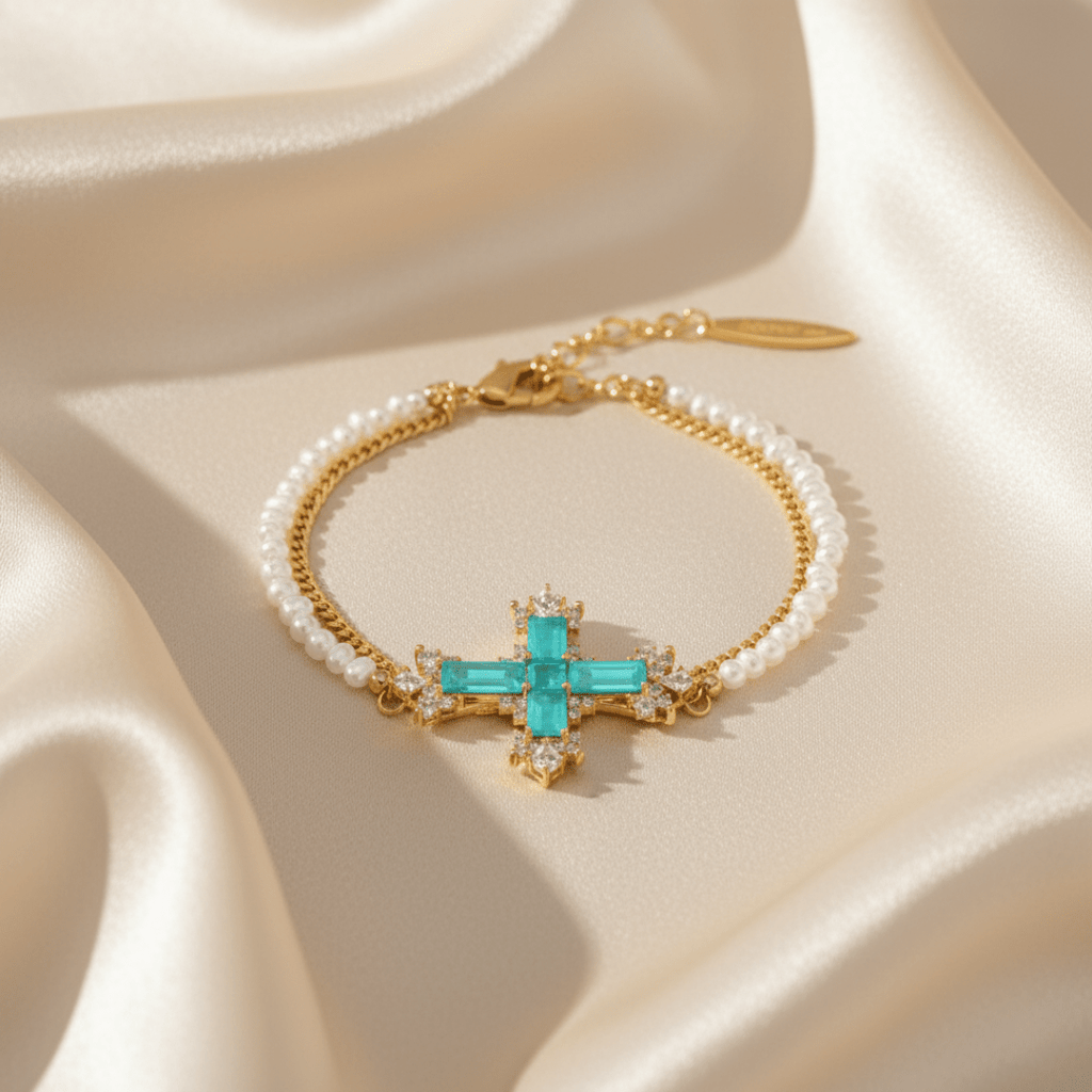 Mediterrane Getij Kruis Goud Zilver Sieradenset