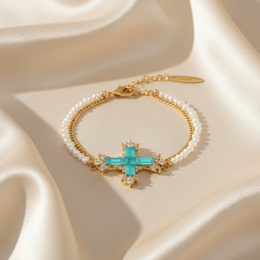 Conjunto de joyería cruzada de marea mediterránea en oro y plata