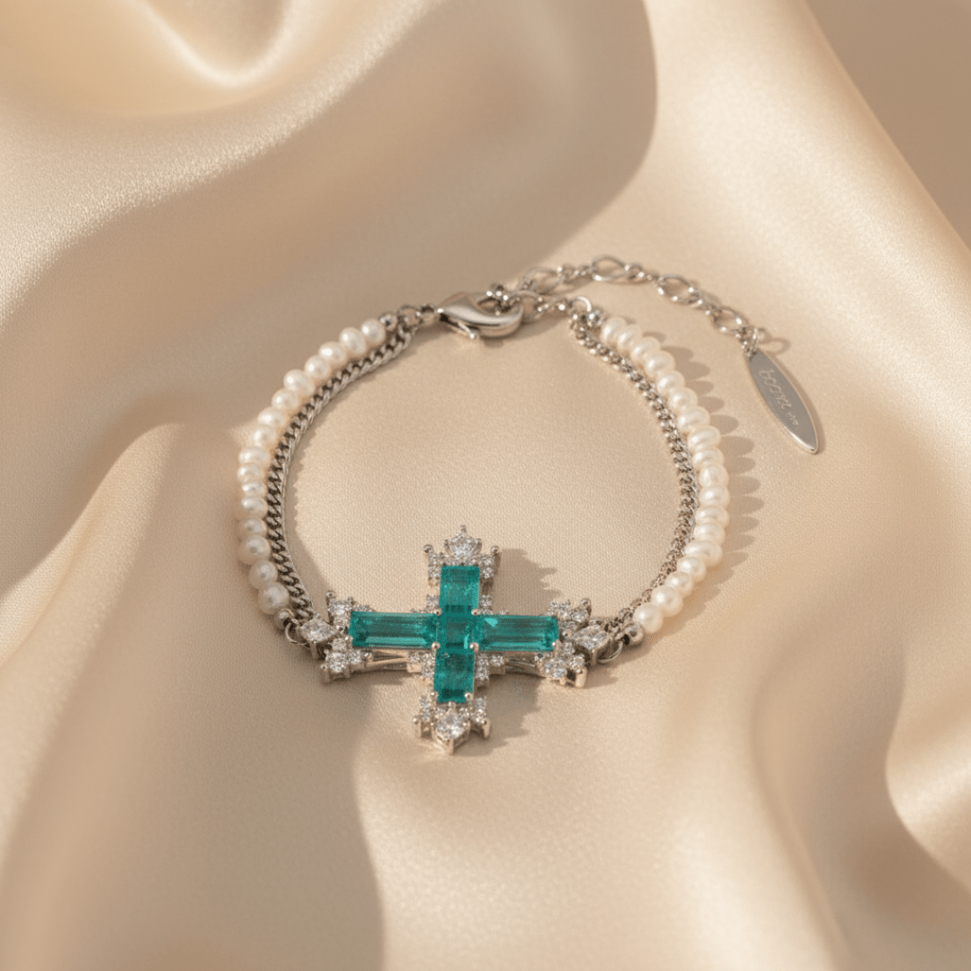 Conjunto de joyería cruzada de marea mediterránea en oro y plata