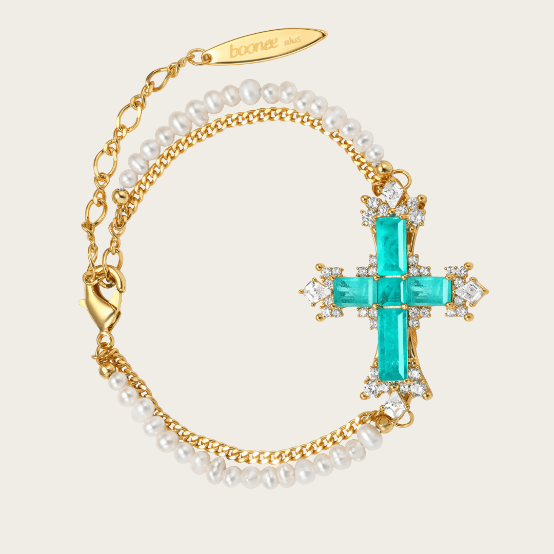 Conjunto de joyería cruzada de marea mediterránea en oro y plata