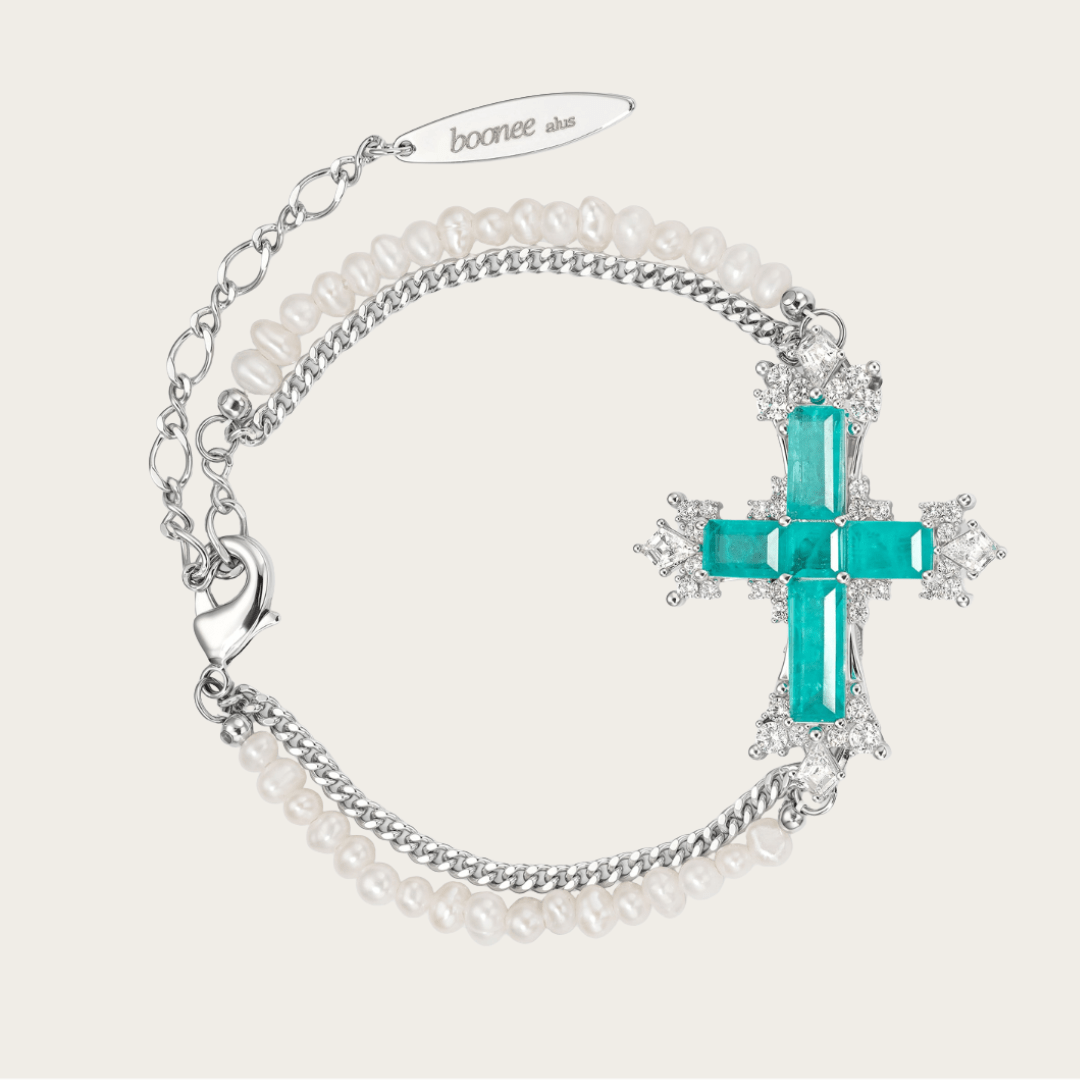 Conjunto de joyería cruzada de marea mediterránea en oro y plata