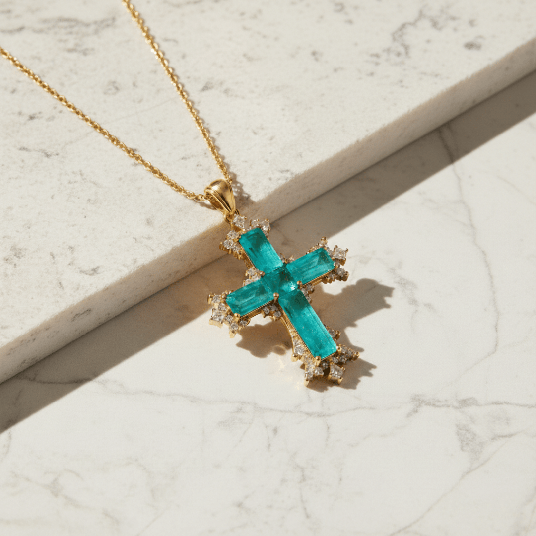 Conjunto de joyería cruzada de marea mediterránea en oro y plata