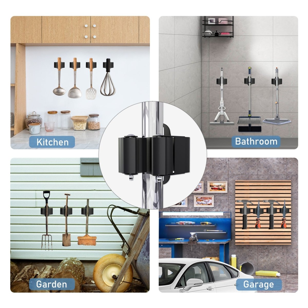 TIDYGARD – Wall-Mounted Garden Tool Holder with Anti-Slip Clamps