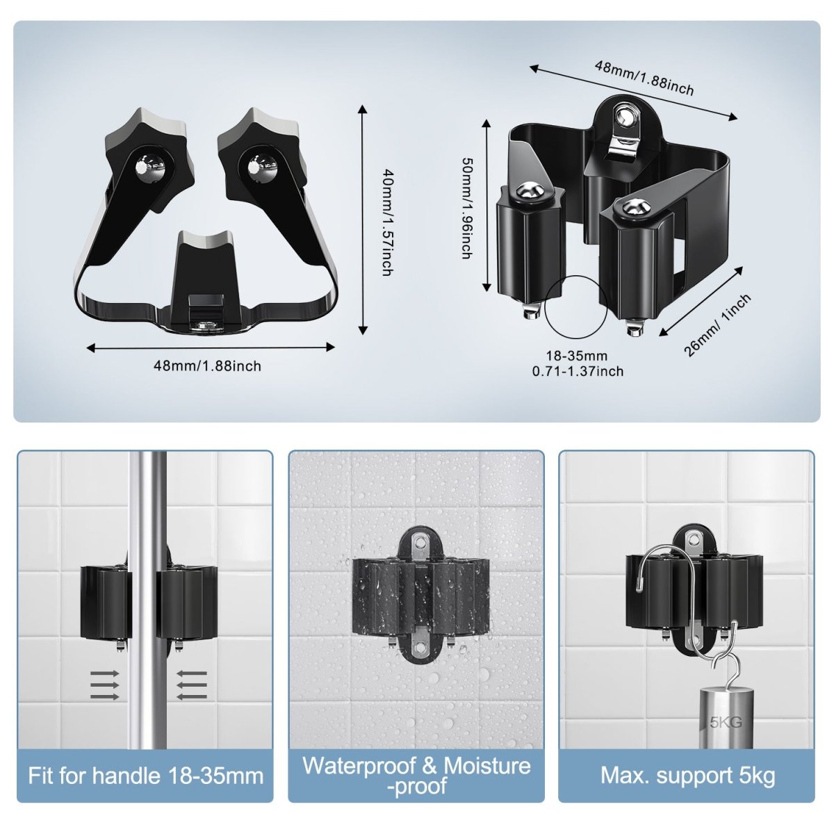 TIDYGARD – Wall-Mounted Garden Tool Holder with Anti-Slip Clamps