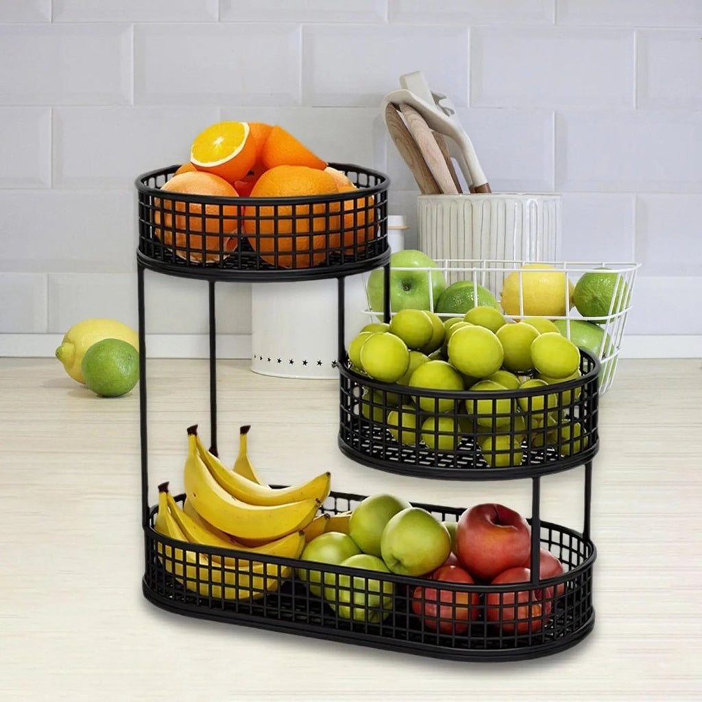 DECOGRID – Metal Multi-Tier Fruit & Snack Storage Basket for Kitchens, Sleek Design 1