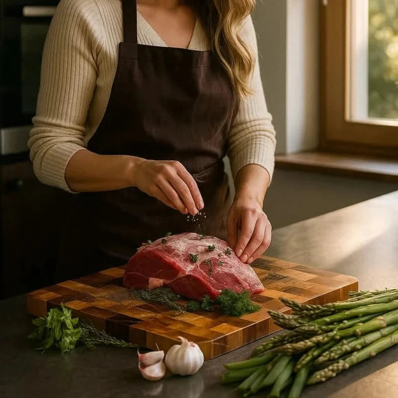 TIMBERSERVE – Antibacterial Acacia Wood Cutting Board with Elegant Chessboard Design