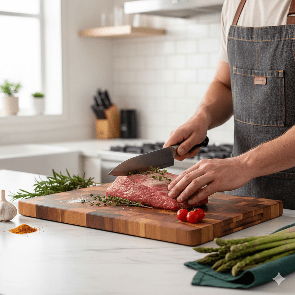 TIMBERSERVE – Antibacterial Acacia Wood Cutting Board with Elegant Chessboard Design