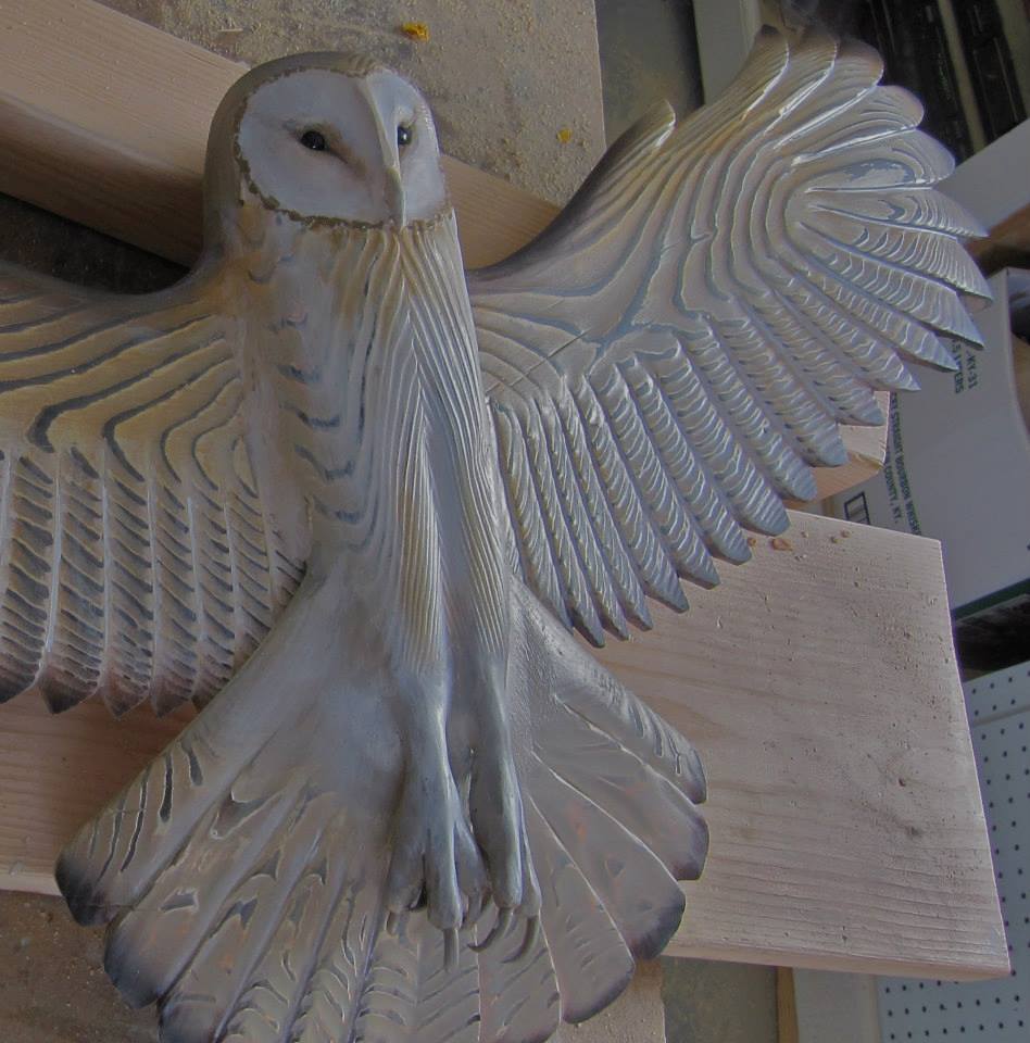 WILDGRAIN – Sculpted Barn Owl Wall Art Crafted from Solid Wood 5