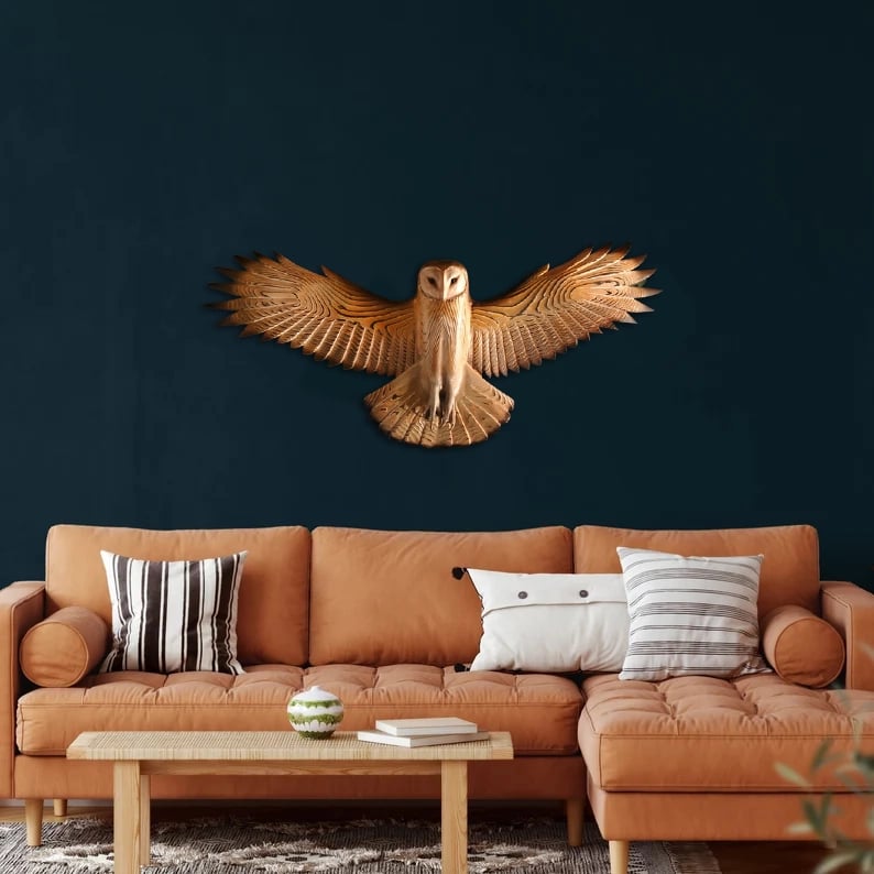 WILDGRAIN – Sculpted Barn Owl Wall Art Crafted from Solid Wood 1